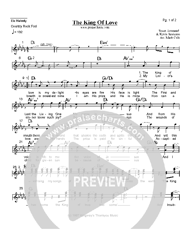 The King of Love Eb Instruments (Stuart Townend)