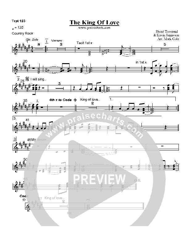 The King of Love Trumpet 1/2/3 (Stuart Townend)