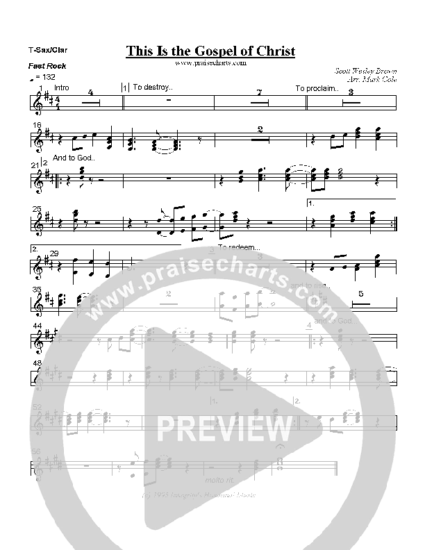 This is the Gospel of Christ Tenor Sax/Clarinet (Scott Wesley Brown)