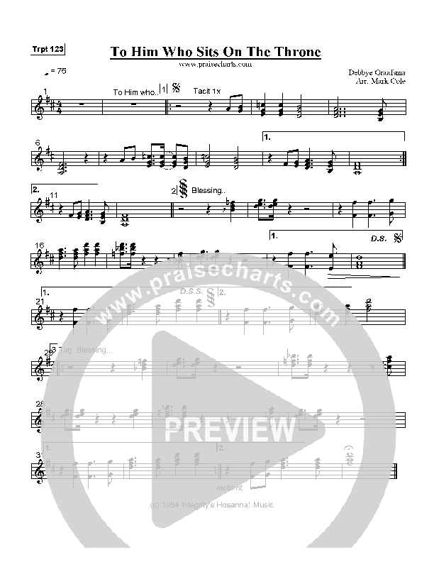 To Him Who Sits On The Throne Trumpet 1/2/3 (Debbye Graafsma)