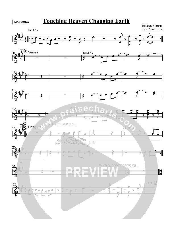 Touching Heaven Changing Earth Tenor Sax/Clarinet (Hillsong Worship)