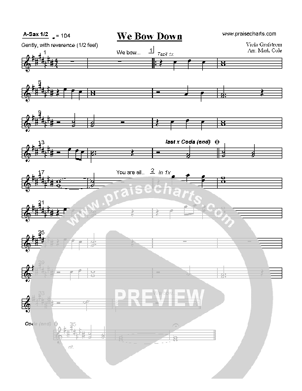 We Bow Down Alto Sax 1/2 (Viola Grafstrom)