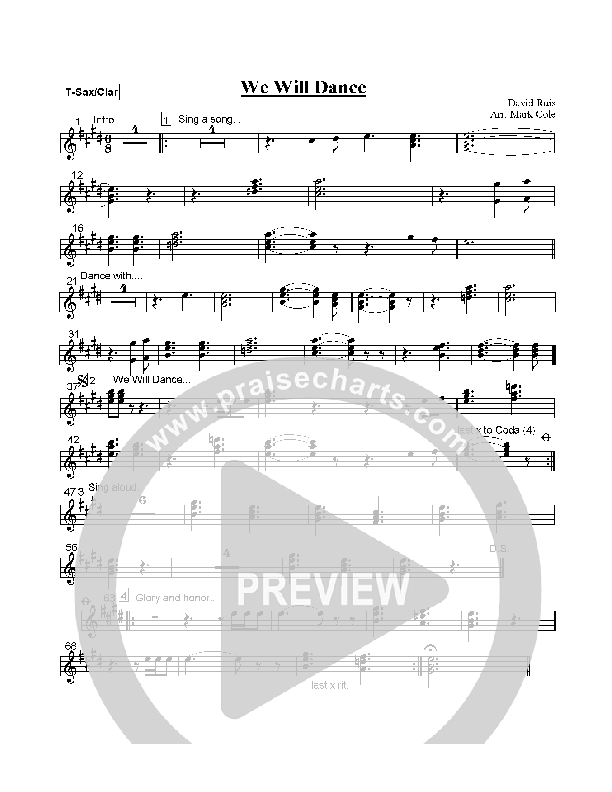 We Will Dance Tenor Sax/Clarinet (David Ruis)