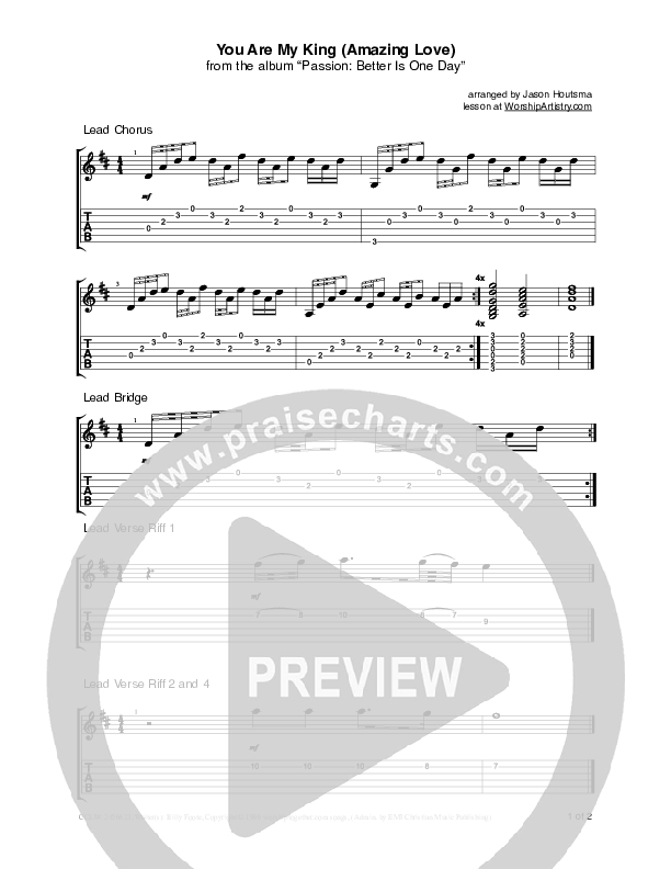 You Are My King (Amazing Love) Guitar TAB/Riffs (Christy Nockels)