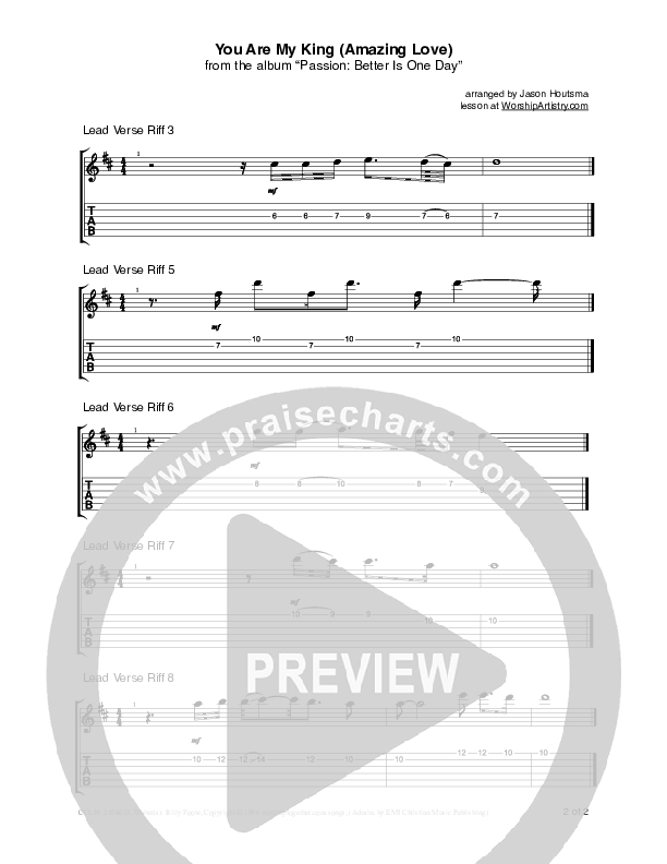 You Are My King (Amazing Love) Guitar TAB/Riffs (Christy Nockels)