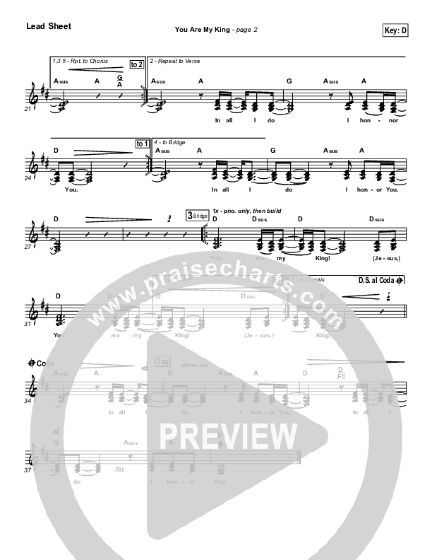 You Are My King (Amazing Love) Lead Sheet (Christy Nockels)