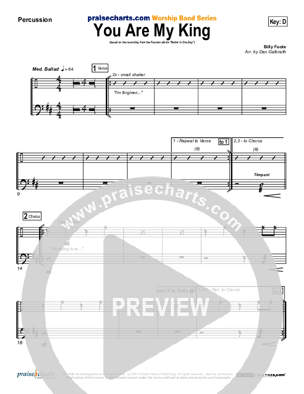 You Are My King (Amazing Love) Percussion (Christy Nockels)