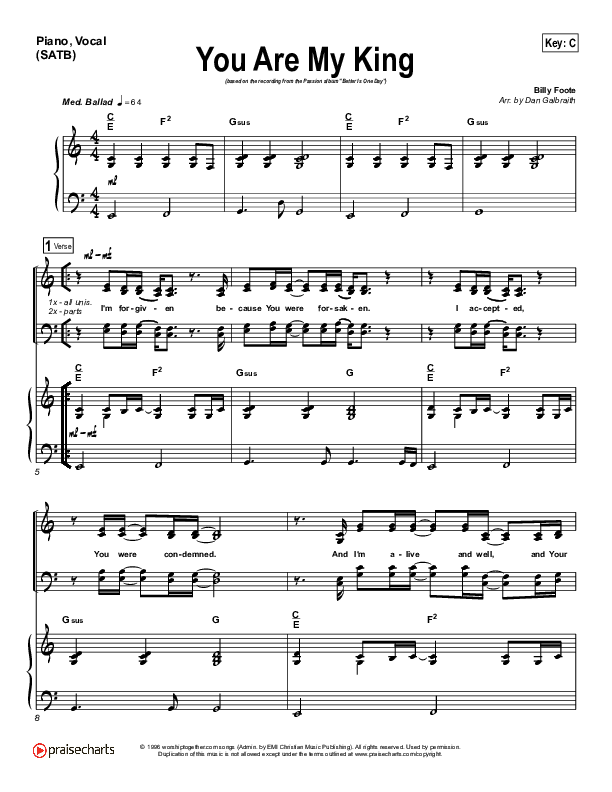 You Are My King (Amazing Love) Piano/Vocal (SATB) (Christy Nockels)