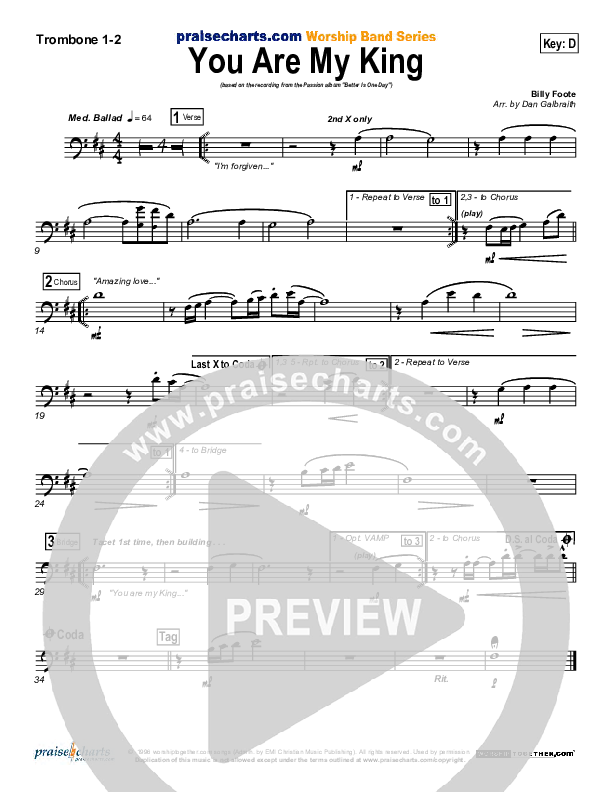 You Are My King (Amazing Love) Trombone 1/2 (Christy Nockels)