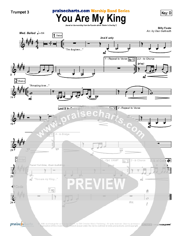 You Are My King (Amazing Love) Trumpet 3 (Christy Nockels)
