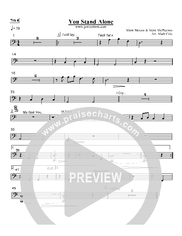 You Stand Alone Trombone 4 (Hillsong Worship)