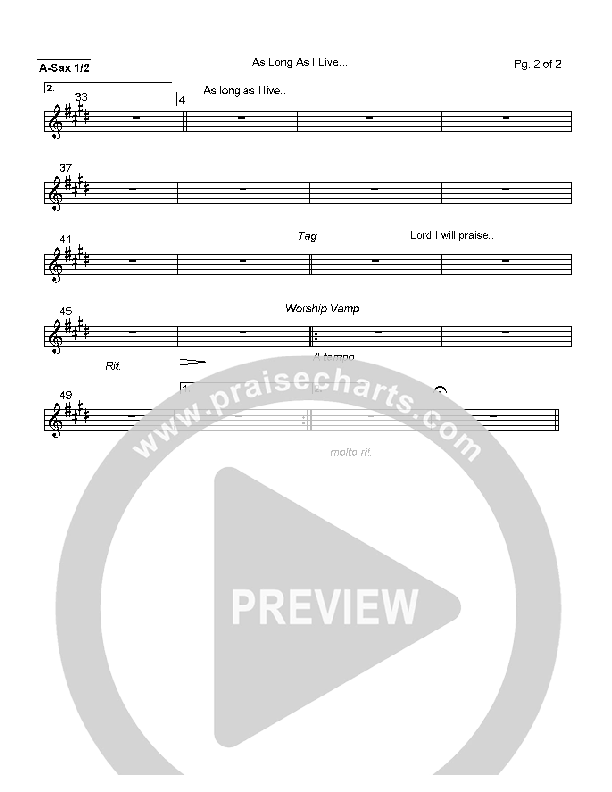 As Long As I Live Alto Sax 1/2 (Mark Cole)