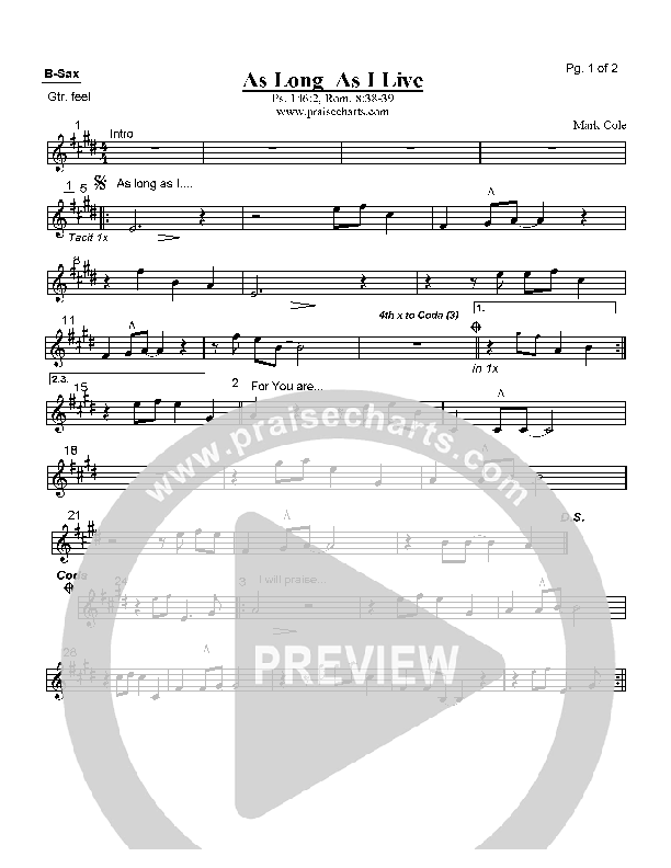 As Long As I Live Bari Sax (Mark Cole)