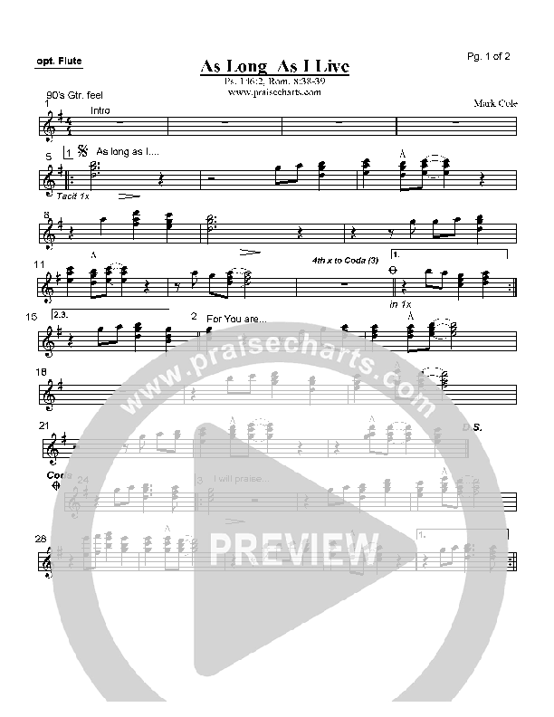 As Long As I Live Flute (Mark Cole)