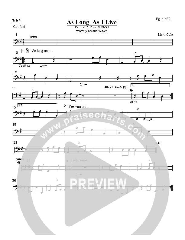 As Long As I Live Trombone 4 (Mark Cole)