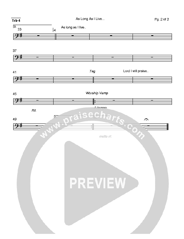 As Long As I Live Trombone 4 (Mark Cole)