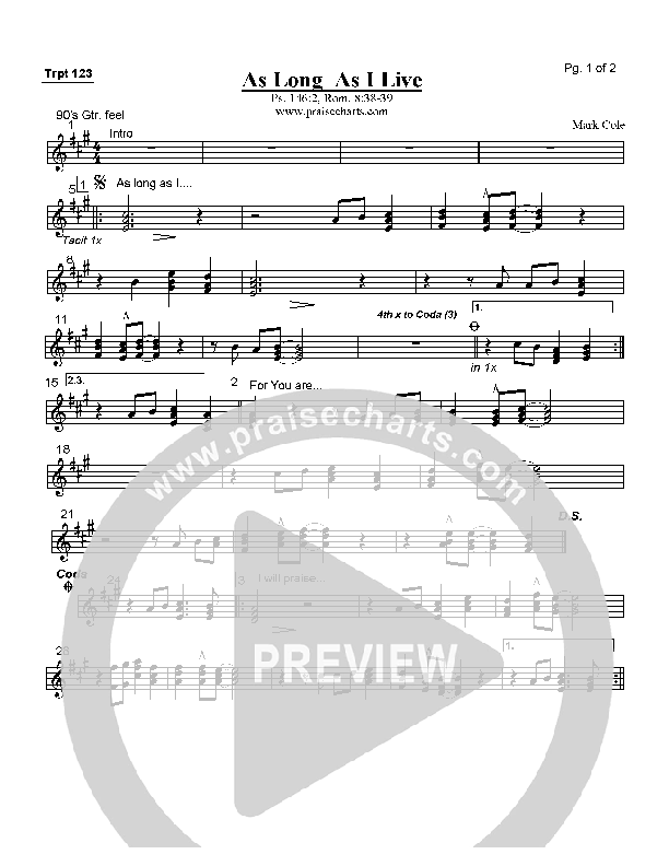 As Long As I Live Trumpet 1/2/3 (Mark Cole)