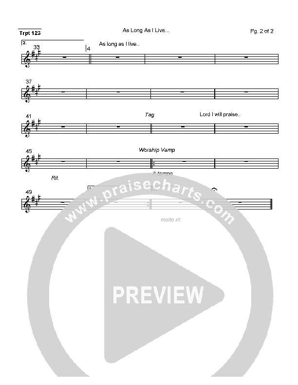 As Long As I Live Trumpet 1/2/3 (Mark Cole)