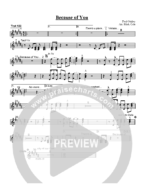 Because Of You Orchestration (Paul Oakley)