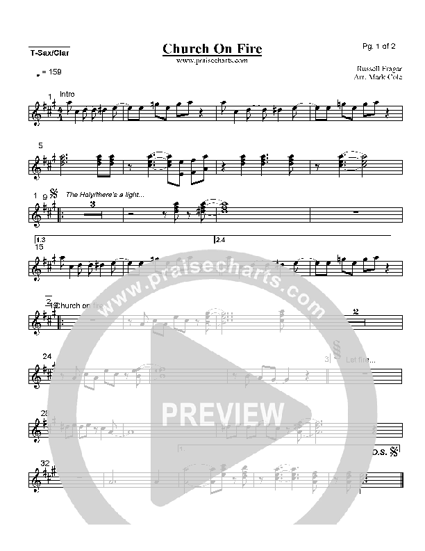 Church On Fire Tenor Sax/Clarinet (Hillsong Worship)