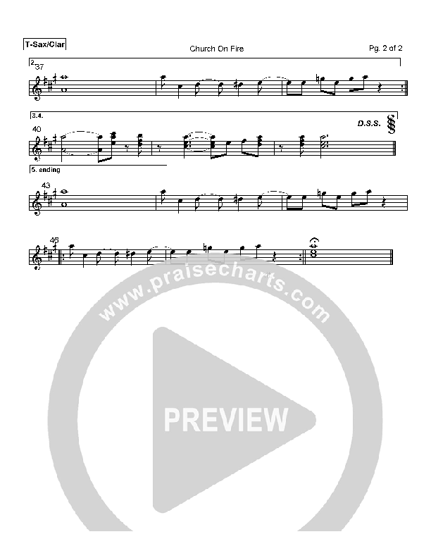 Church On Fire Tenor Sax/Clarinet (Hillsong Worship)