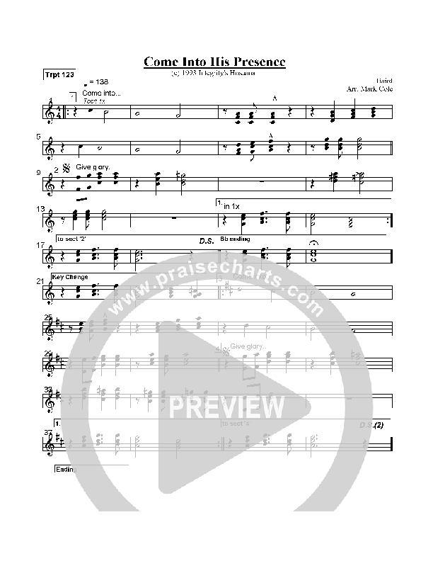 Come Into His Presence Trumpet 1/2/3 (Lynn Baird)