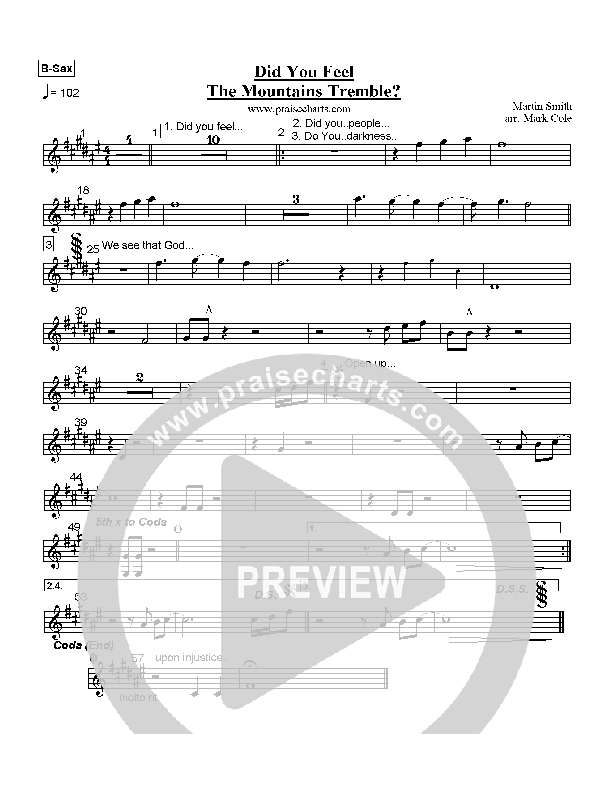 Did You Feel the Mountains Tremble Bari Sax (Delirious / Passion)