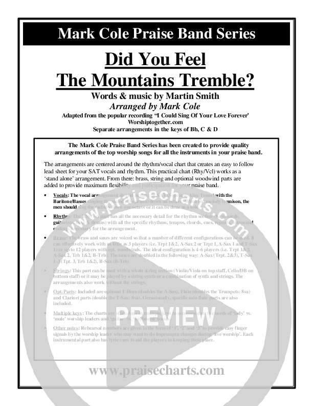 Did You Feel the Mountains Tremble Cover Sheet (Delirious / Passion)