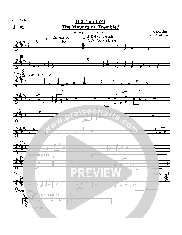 Did You Feel the Mountains Tremble French Horn (Delirious / Passion)