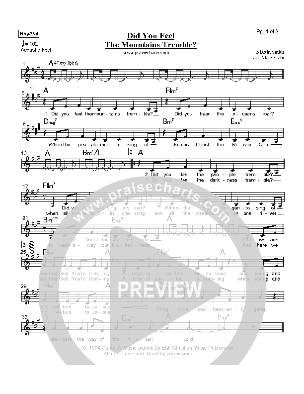 Did You Feel the Mountains Tremble Orchestration (Delirious / Passion)