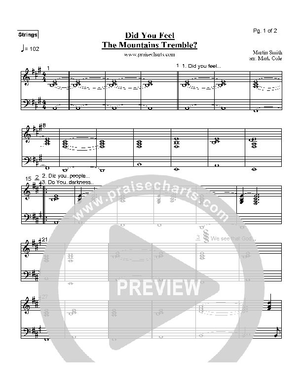 Did You Feel the Mountains Tremble Strings (Delirious / Passion)