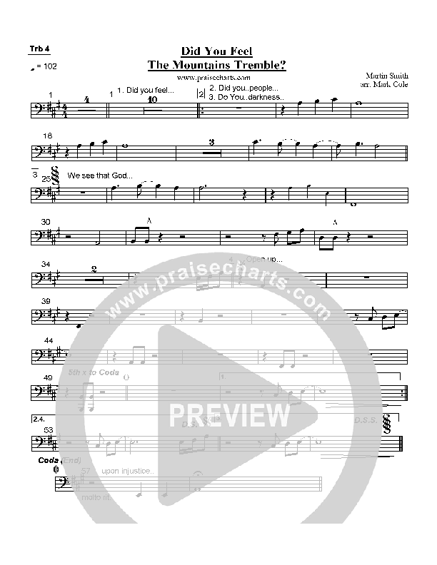 Did You Feel the Mountains Tremble Trombone 4 (Delirious / Passion)