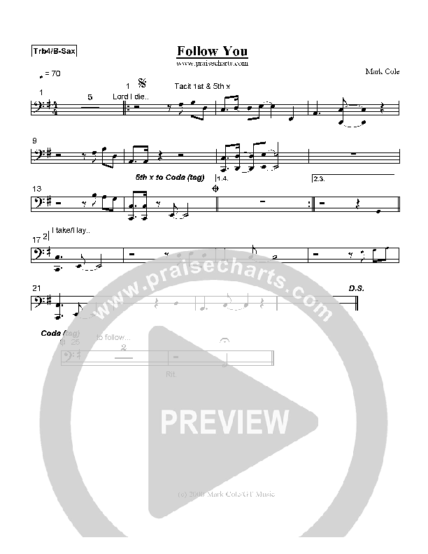 Follow You Trombone 4/Bari Sax (Mark Cole)