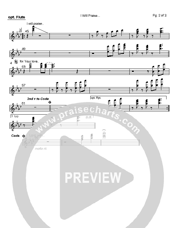 I Will Praise You Lord Flute (Mark Cole)