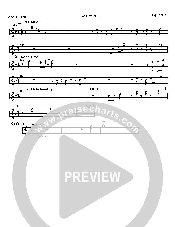 I Will Praise You Lord French Horn (Mark Cole)