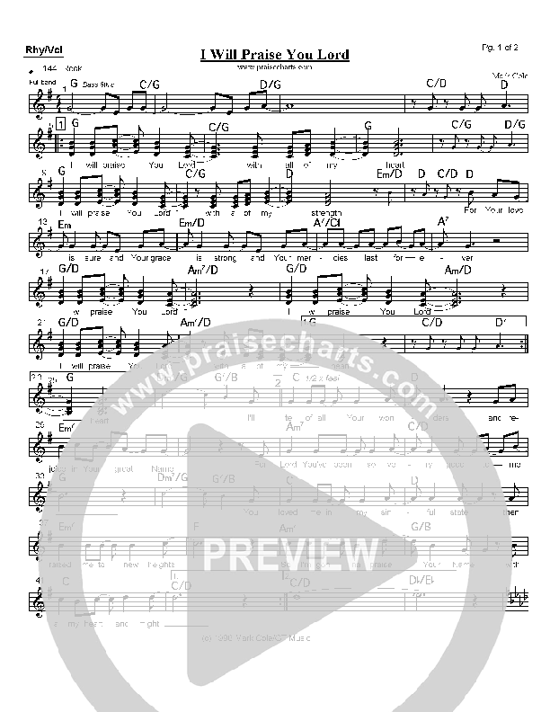 I Will Praise You Lord Orchestration (Mark Cole)