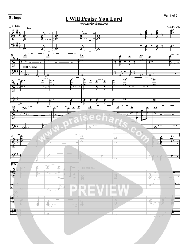 I Will Praise You Lord Synth Strings (Mark Cole)