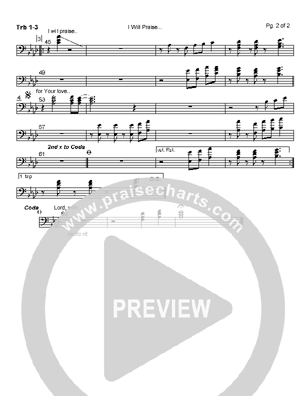 I Will Praise You Lord Trombone 1/2/3 (Mark Cole)