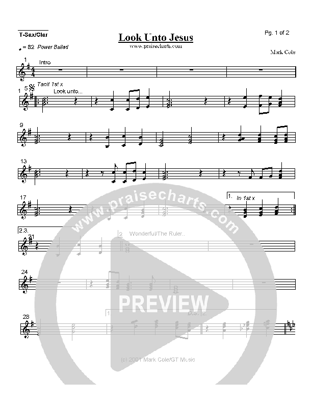 Look Unto Jesus Tenor Sax/Clarinet (Mark Cole)