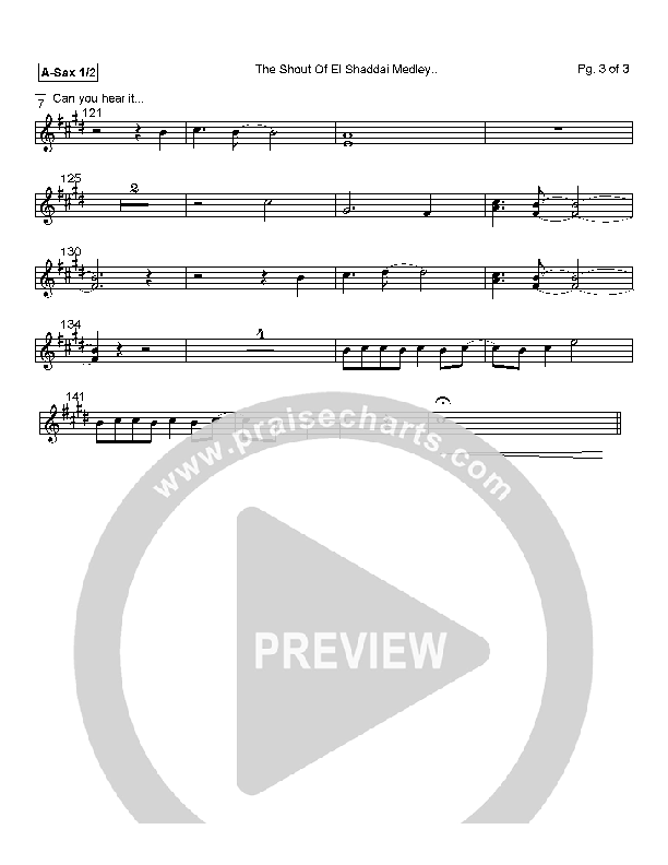 The Shout Of El Shaddai Medley Alto Sax 1/2 (Paul Wilbur)