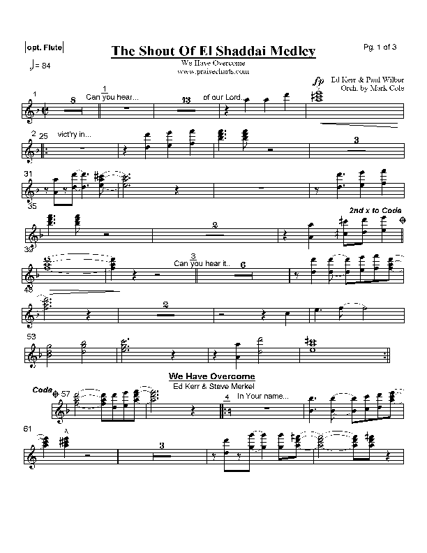 The Shout Of El Shaddai Medley Flute (Paul Wilbur)