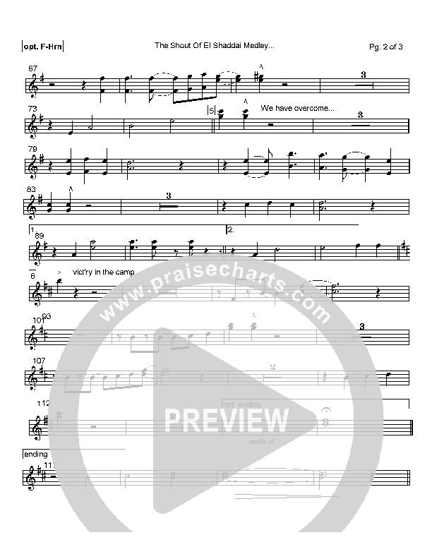 The Shout Of El Shaddai Medley French Horn (Paul Wilbur)