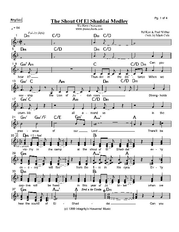 The Shout Of El Shaddai Medley Rhythm/Vocal (Paul Wilbur)