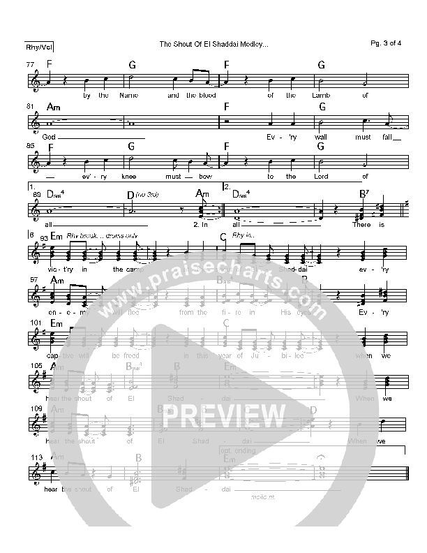 The Shout Of El Shaddai Medley Rhythm/Vocal (Paul Wilbur)