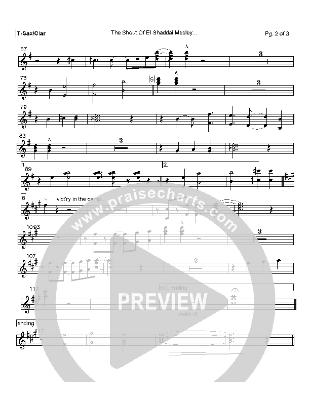 The Shout Of El Shaddai Medley Tenor Sax/Clarinet (Paul Wilbur)