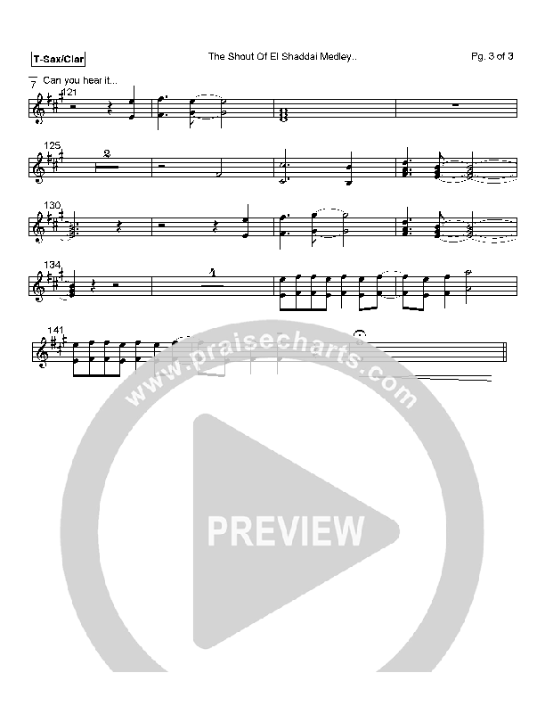 The Shout Of El Shaddai Medley Tenor Sax/Clarinet (Paul Wilbur)