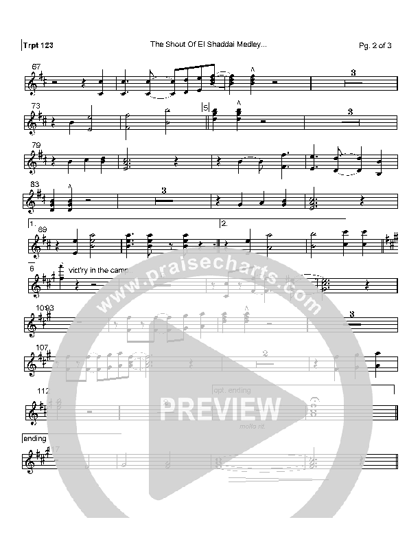 The Shout Of El Shaddai Medley Trumpet 1/2/3 (Paul Wilbur)