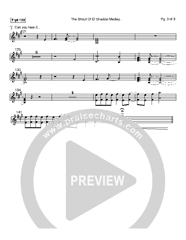 The Shout Of El Shaddai Medley Trumpet 1/2/3 (Paul Wilbur)