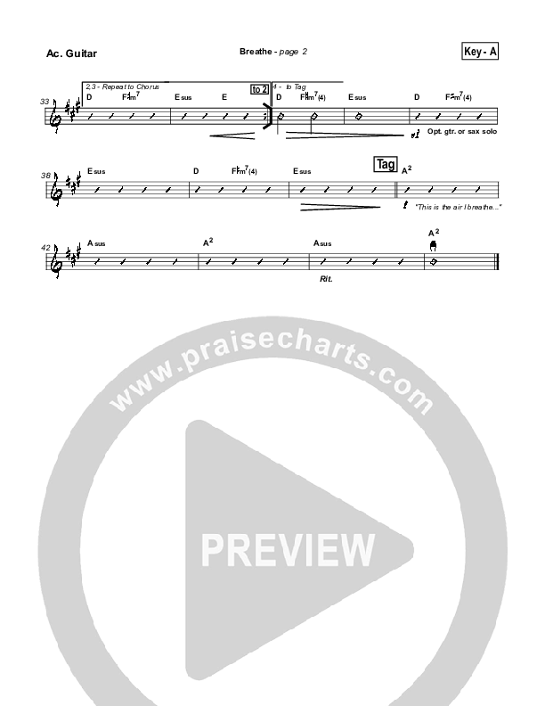 Breathe / Yearn Acoustic Guitar (Marie Barnett)