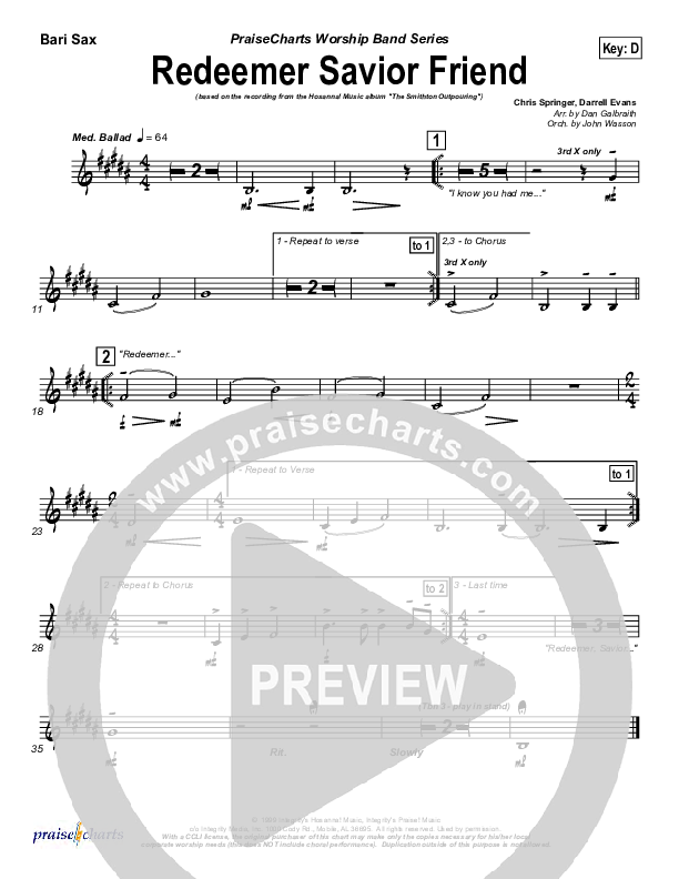 Redeemer Savior Friend Bari Sax (Darrell Evans)